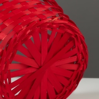 Корзина плетёная, 20&times;20&times;9 см, ручка h=25 см, бамбук, красная