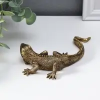 Сувенир полистоун "Игуана" золото 15,5х11х3,2 см