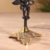 Подсвечник на 1 свечу, латунь, черный с золотом 8,5х8,5х23,5 см