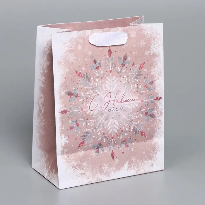 Пакет крафтовый вертикальный &laquo;Снежинка&raquo;, MS 18 &times; 23 &times; 10 см
