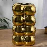 Ваза керамика настольная "Дайзи" шарики, h=20х11, d=7 см, золото