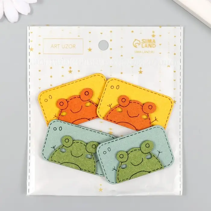 Декор для творчества иск. замша "Радостный лягушонок" МИКС 5,5х3,4 см
