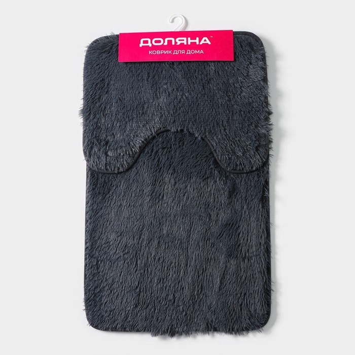 Набор ковриков для ванной и туалета Доляна &laquo;Пушистик&raquo;, 2 шт, 40&times;50, 50&times;80 см, цвет серый