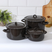Набор эмалированных кастрюль &laquo;Гранит&raquo;, 3 предмета: 1,5 л, 3 л, 4,5 л, цвет коричневый
