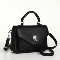 Сумка женская на клапане TEXTURA, маленький размер, цвет чёрный