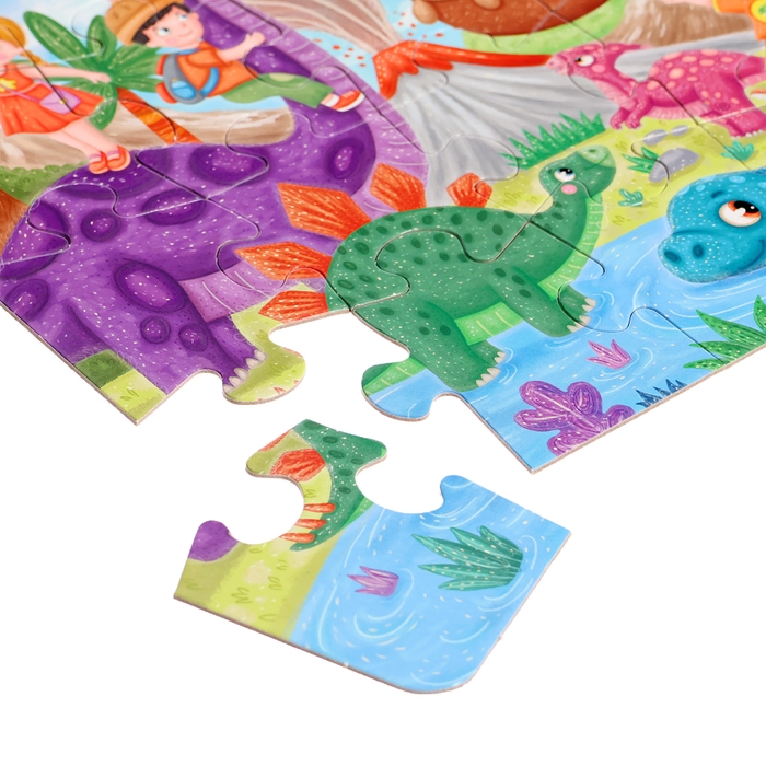 Макси-пазлы 2 в 1 &laquo;Единороги + динозавры №4&raquo;, 24 и 24 элементов