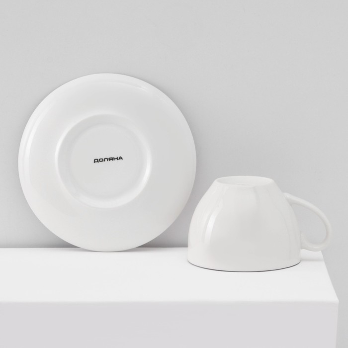 Сервиз фарфоровый чайный Доляна &laquo;Емеля&raquo;, 12 предметов: 6 чашек 280 мл, 6 блюдец d=15 см, цвет белый