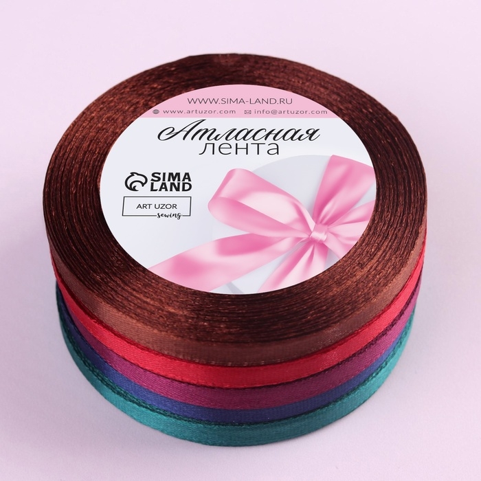 Набор атласных лент &laquo;Вечерние огни&raquo;, 5 шт, размер 1 ленты: 6 мм &times; 23 &plusmn; 1 м