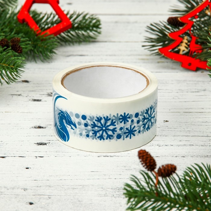 Новый год. Скотч с логотипом "ДраконСнежинки" 48*45м 45мкм
