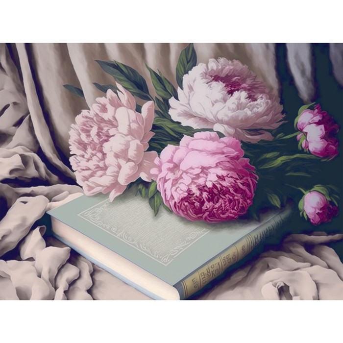 Картина по номерам в тубусе &laquo;Пионы с книгой&raquo;, 30 х 40 см
