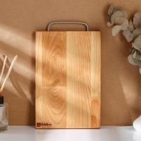 Доска разделочная с металлической ручкой Adelica, 24&times;16&times;1,8 см, пропитана минеральным маслом, берёза