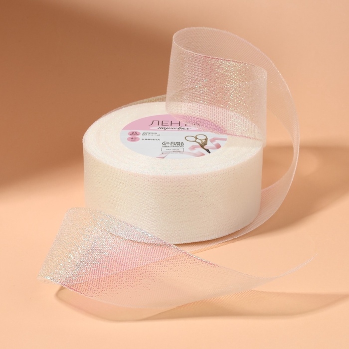 Лента парчовая, 40 мм, 23 &plusmn; 1 м, цвет голография