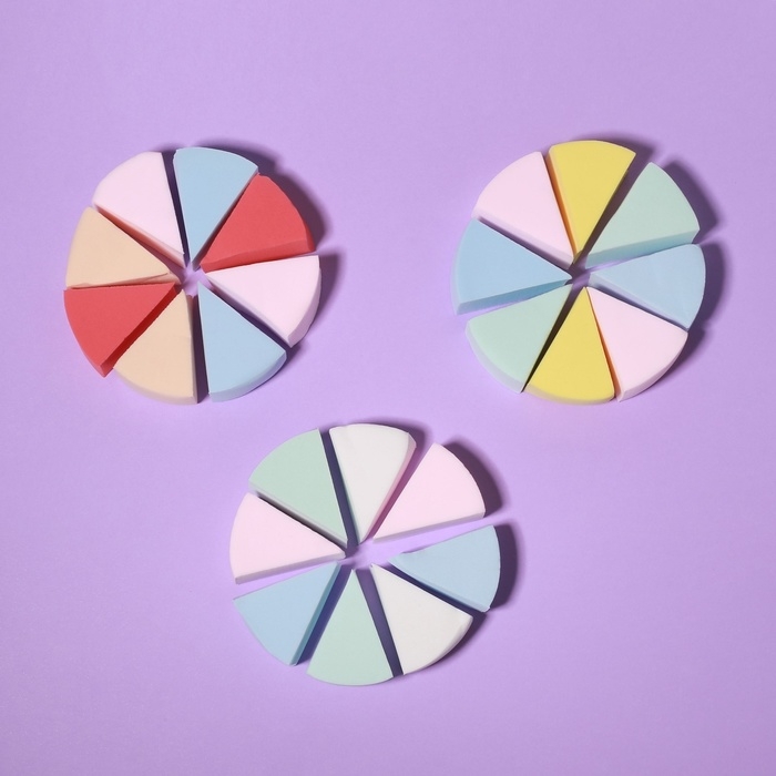 Спонжи для макияжа, набор - 8 шт, 3,5 &times; 3 см, разноцветные