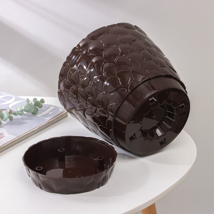 Горшок с поддоном &laquo;Камешки&raquo;, 5 л, цвет шоколадный