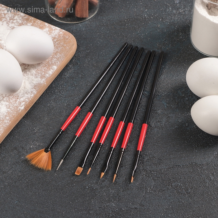 Набор кондитерских кисточек для декорирования Доляна &laquo;Рубин&raquo;, 7 шт, цвет чёрный