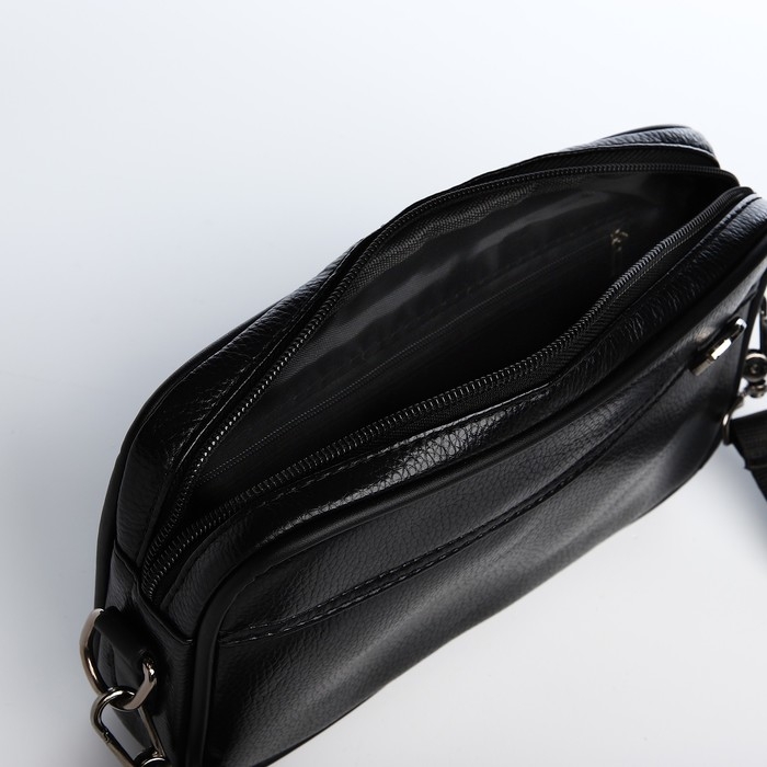 Сумка мужская через плечо, искусственная кожа, цвет чёрный