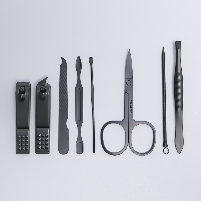 Набор маникюрный &laquo;Black&raquo;, 8 предметов, в футляре, цвет чёрный