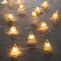 Гирлянда &laquo;Нить&raquo; 2 м роса с насадками &laquo;Снежная ёлочка&raquo;, IP20, серебристая нить, 20 LED, 2 режима, батарейки ААх2 (нет в комплекте), свечение тёплое белое