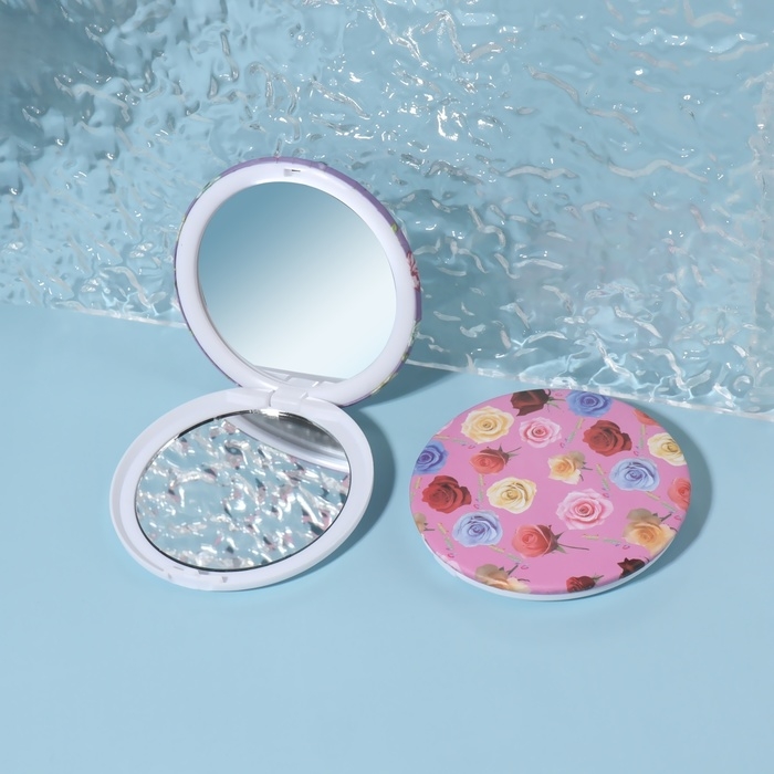 Зеркало складное &laquo;Цветы&raquo;, d = 7,5 см, с увеличением, рисунок МИКС