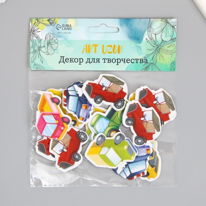 Декор для творчества EVA "Автомобили" набор 14 шт 10х13 см