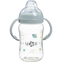 Поильник - непроливайка детский с мягким носиком &laquo;M&B&raquo;, 270 мл., с ручками, цвет серый