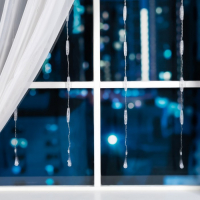 Гирлянда &laquo;Занавес&raquo; 2.5 &times; 0.65 м с насадками &laquo;Капли&raquo;, IP20, прозрачная нить, 50 LED, свечение мульти, 8 режимов, 220 В