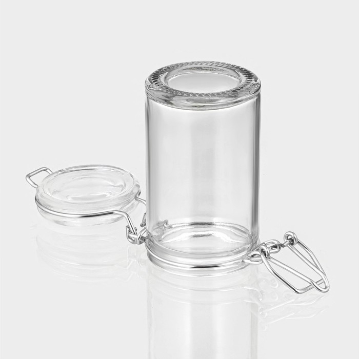 Банка стеклянная для хранения сыпучих продуктов Доляна &laquo;Оптима&raquo;, 80 мл, 4,3&times;8,2 см, с бугельным замком