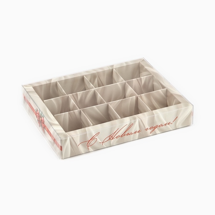 Коробка под 12 конфет с ячейками &laquo;Новогодний бант&raquo;, 14.5 х 18.5 х 3 см