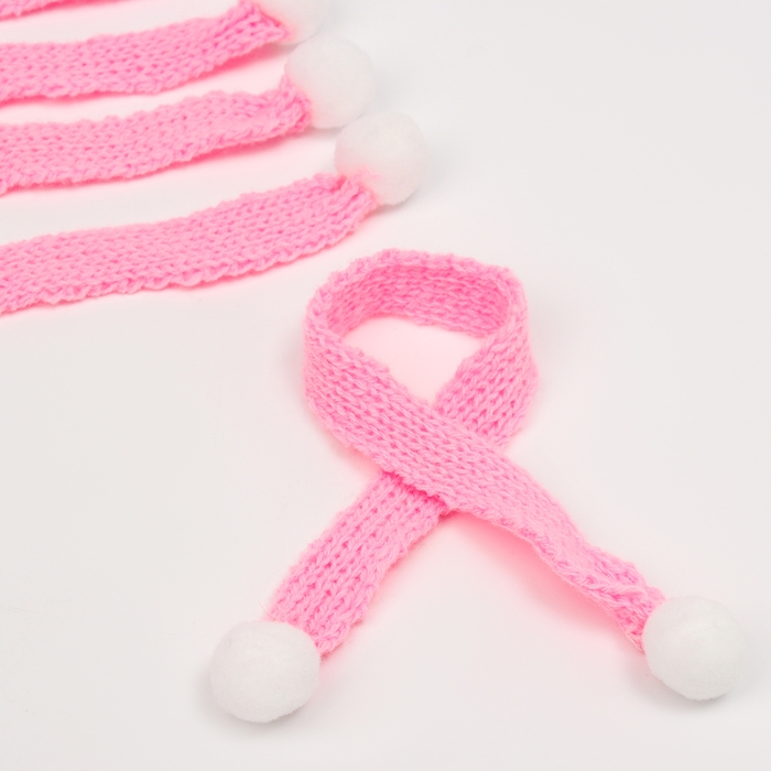 Шарфик для игрушек вязаный, набор 5 шт., размер 1 шт. &mdash; 27 &times; 2 см, цвет розовый