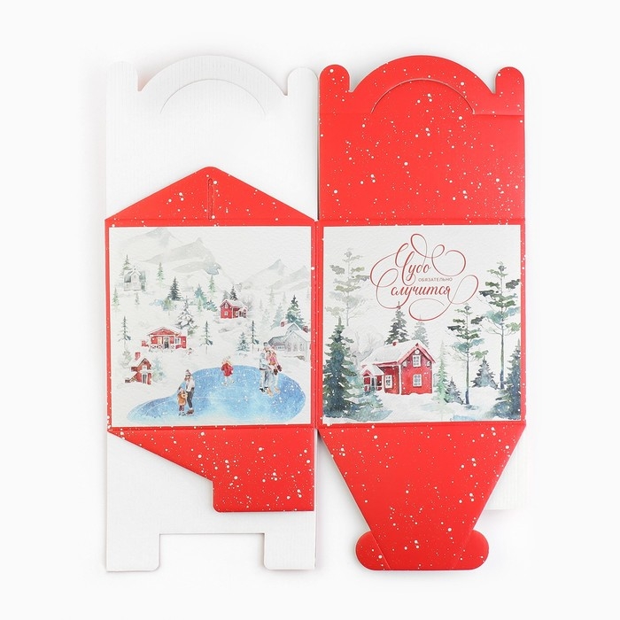 Коробка кондитерская с окном, сундук, &laquo;Чудо&raquo; 20 х 20 х 20 см, Новый год