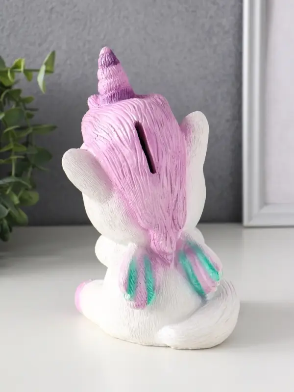 Копилка (гипс) Единорожек Рони Высота 20 см, ширина 12 см, длина 13 см, белый