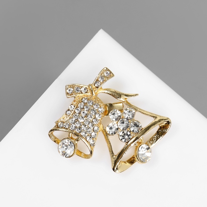 Брошь &laquo;Колокольчики&raquo;, цвет белый в золоте