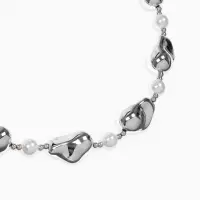 Бусы "Жемчуг Борокко", цвет белый в серебре 40+удл