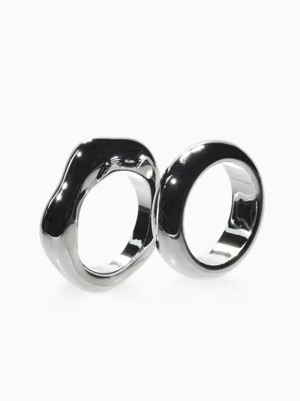 Кольцо пластик &laquo;Стиль&raquo;, набор 2 шт. размер 17, цвет серебро