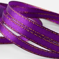 Лента атласная, с золотым люрексом, 6 мм, 23&plusmn;1 м, фиолетовая №35