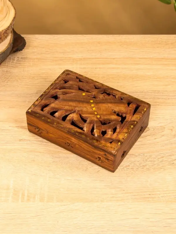 Шкатулка резная "Хранитель" 18х13х6 см, дерево шишам