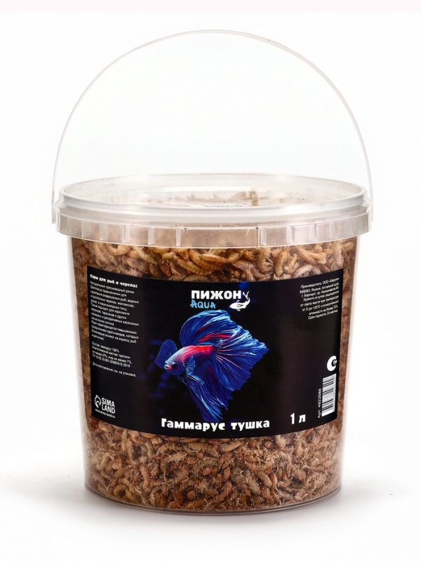 Корм для рыб и черепах "Пижон" гаммарус тушка, ведро, 1 л