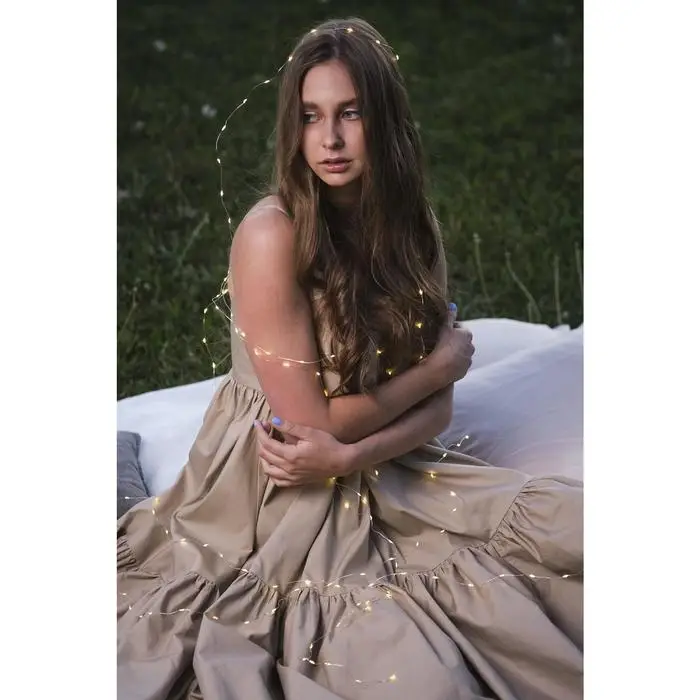 Гирлянда &laquo;Нить&raquo; 1 м роса, IP20, серебристая нить, 10 LED, свечение жёлтое, CR2032х2