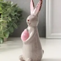 Сувенир керамика "Зайка с пасхальным яичком" серый 5,5х6,2х15 см