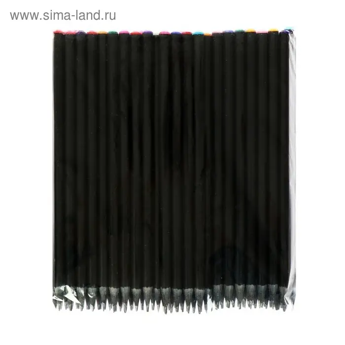 Карандаш чернографитный твёрдость НВ, корпус чёрный, заточенный, со стразой из акрила, МИКС