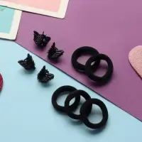 Набор для волос "Затейница" (12 резинок 2 см, 4 краба) бабочки, чёрный