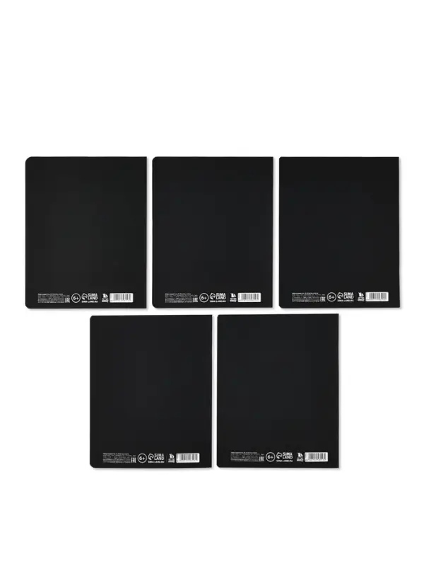 Тетради в клетку, 48 л., набор из 5 шт., блок №1&laquo;Просто черная тетрадь&raquo; софт-тач, уф-лак