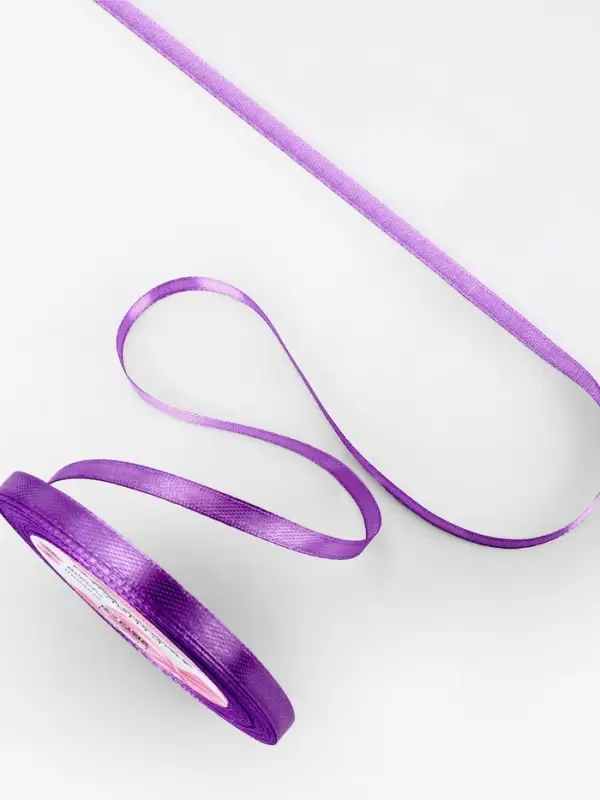 Лента атласная, 6 мм, 23&plusmn;1 м, тёмно-фиолетовая