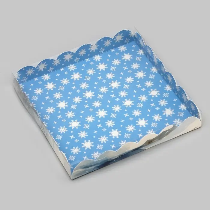 Коробка для печенья, кондитерская новогодняя упаковка, &laquo;Снеговик&raquo;, 21&times;21&times;3 см