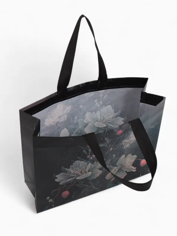 Сумка для покупок Цветы, 32*10*26. отд без молнии, черный