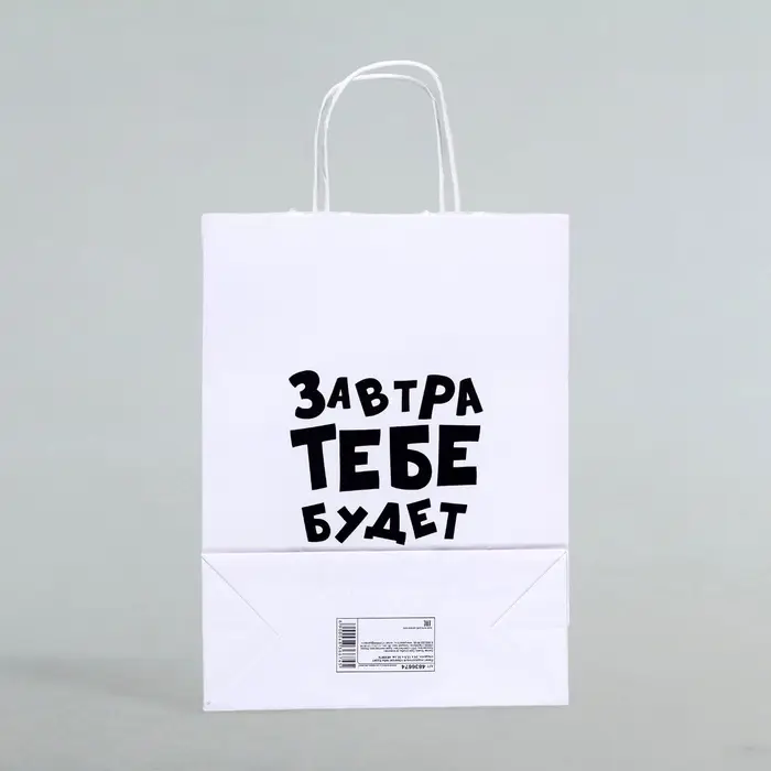 Пакет подарочный &laquo;Завтра тебе будет стыдно&raquo;, 24&times;10.5&times;32 см, 1 шт.