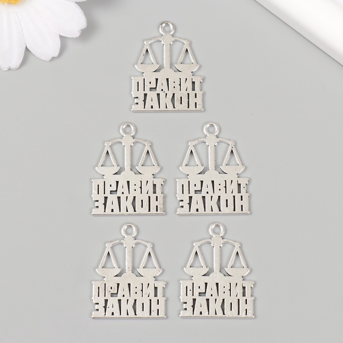 Металлический элемент, декоративная подвеска &laquo;Юрист: Правит закон&raquo; набор 5 шт 2,2х2,7 см