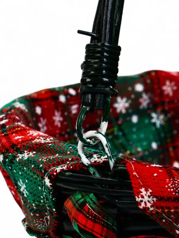 Корзина плетеная 32 х 32 х 14 см, ручка h=14 см зеленый НГ ткань