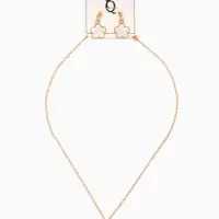 Набор 2 пред-та: серьги,кулон "Цветочки", цвет белый в золоте 44+удл.