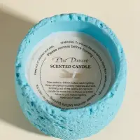 Свеча в вулканическом подсвечнике "Лава" голубая 8,5х8,5х7,5 см